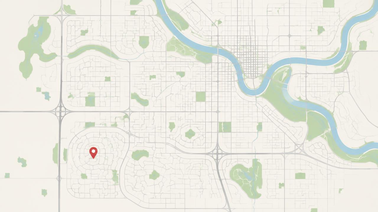 Map of southwest Edmonton showing the Averon Homes location